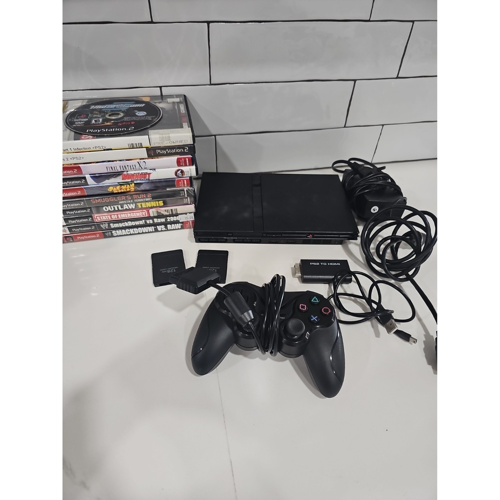 Sony PlayStation 2 Slim PS2 Console bundle 11 Games *TESTED WORKS GREAT*